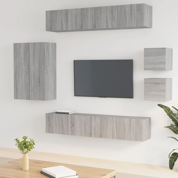 vidaXL Set de muebles para TV 8 pzas madera contrachapada gris Sonoma