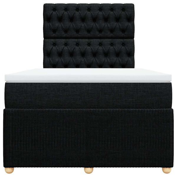 vidaXL Cama box spring con colch&oacute;n tela negro 120x200 cm