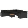 vidaXL Set de sof&aacute;s de jard&iacute;n 11 pzas y cojines rat&aacute;n sint&eacute;tico negro