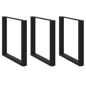 vidaXL Patas para mesa de comedor en forma de U (3 unidades), color negro, 90 x (72-73) cm, acero