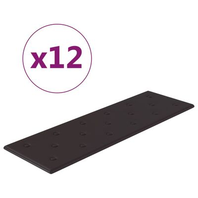 vidaXL Paneles de pared 12 uds cuero sintético negro 90x30 cm 3,24 m²