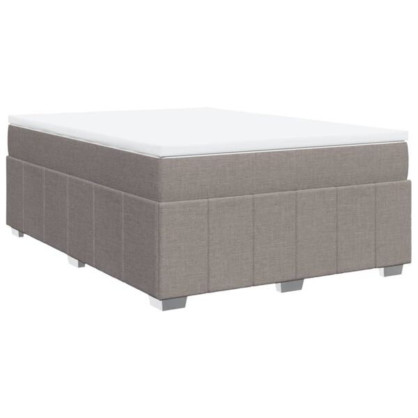vidaXL Cama box spring con colch&oacute;n tela gris taupe 140x190 cm