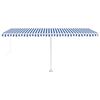vidaXL Toldo de pie retr&aacute;ctil manual azul y blanco 500x350 cm