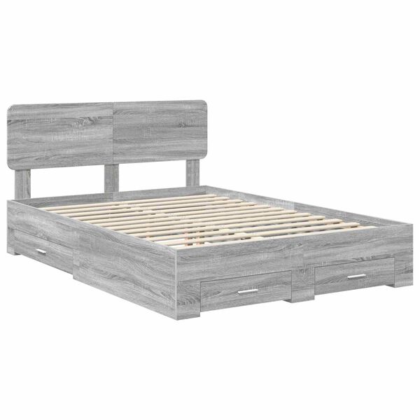 vidaXL Estructura de cama con cabecera Gris Sonoma 150 x 200 cm