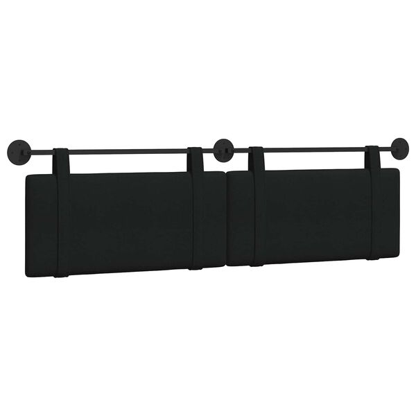 vidaXL Cabecera Colgante Liso Negro 190 x 55 x 5 cm tela