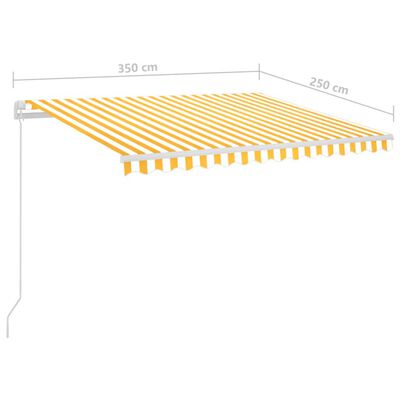 vidaXL Toldo automático LED sensor de viento amarillo blanco 3,5x2,5 m