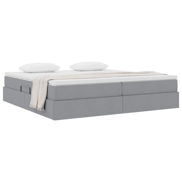 vidaXL Cama con almacenamiento y colch&oacute;n Gris Claro 200 x 200 cm