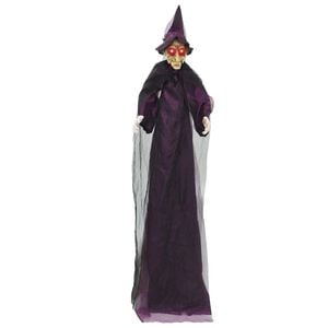 vidaXL Bruja parlante colgante de Halloween Morado 216 x 125 cm