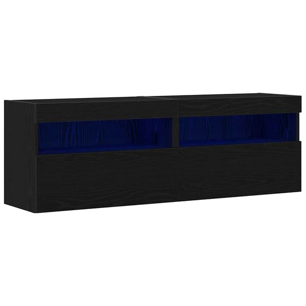 vidaXL Mueble de TV Montado en la Pared Roble negro 60 x 30 x 40 cm