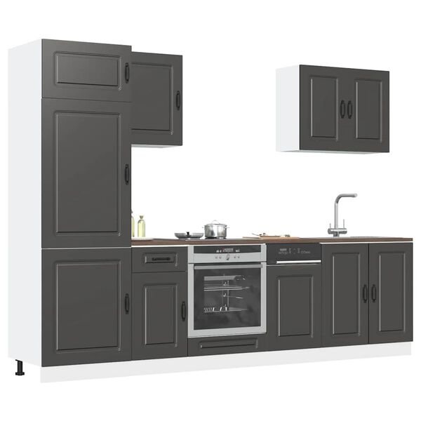 vidaXL Mueble de cocina Kalmar negra 7 piezas madera contrachapada