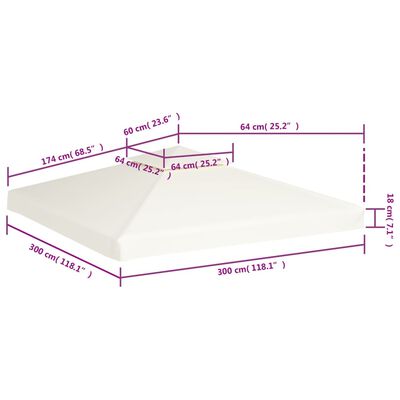 vidaXL Cubierta de repuesto de cenador 310 g/m² blanco crema 3x3 m