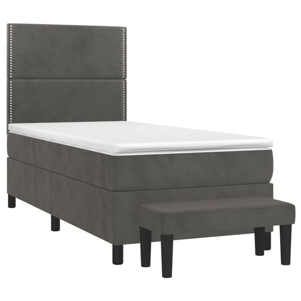 vidaXL Cama box spring con colch&oacute;n terciopelo gris oscuro 80x200 cm