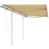 vidaXL Toldo retr&aacute;ctil autom&aacute;tico con postes amarillo blanco 3,5x2,5 m