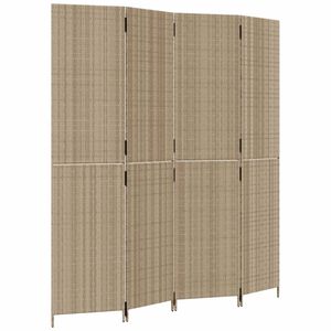vidaXL Biombo de 4 paneles rat&aacute;n sint&eacute;tico beige