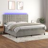 vidaXL Cama box spring colch&oacute;n y LED terciopelo gris claro 200x200 cm