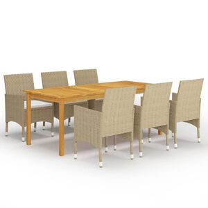 vidaXL Juego de comedor de jard&iacute;n de 7 piezas beige