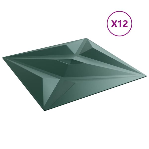 vidaXL Paneles de pared 12 uds XPS estrella verde 50x50 cm 3 m&sup2;