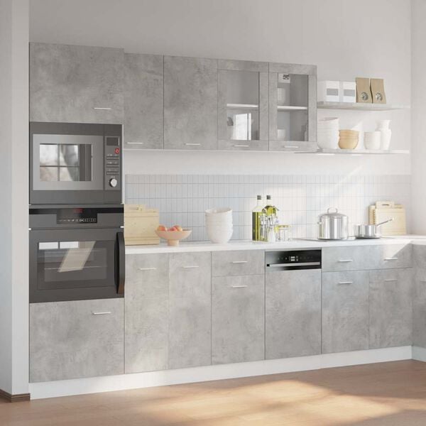 vidaXL Conjunto de armarios de cocina Lyon de 7 piezas en madera de ingenier&iacute;a gris hormig&oacute;n