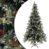 vidaXL &Aacute;rbol de Navidad con luces y pi&ntilde;as PVC PE verde y blanco 225 cm
