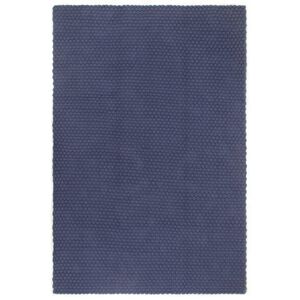 vidaXL Alfombra rectangular algod&oacute;n azul marino 160x230 cm