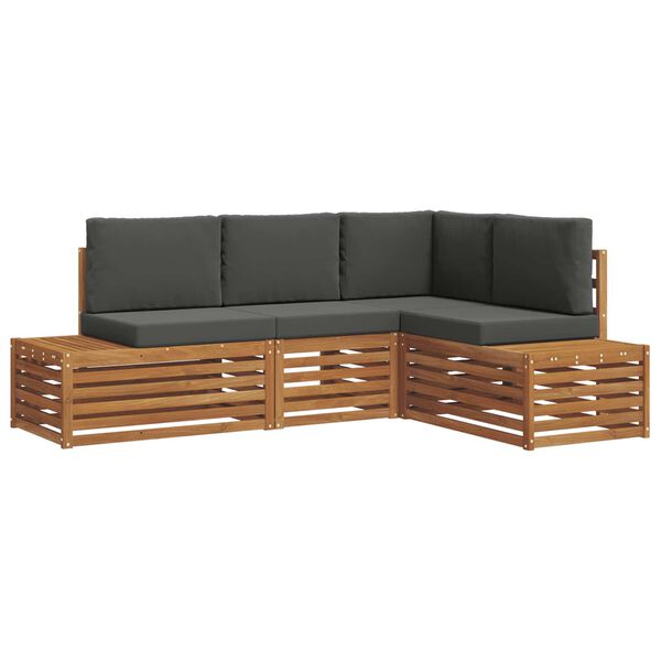 vidaXL Conjunto de sof&aacute;s de exterior 4 Pieza Natural y Antracita