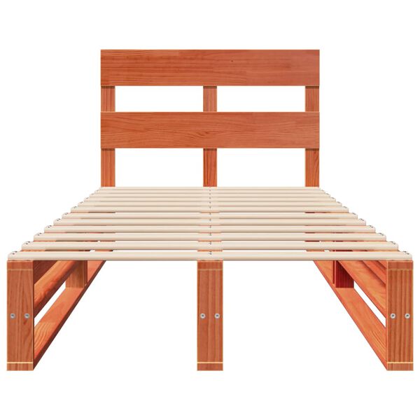 vidaXL Cama sin colchón madera maciza de pino marrón cera 100x200 cm