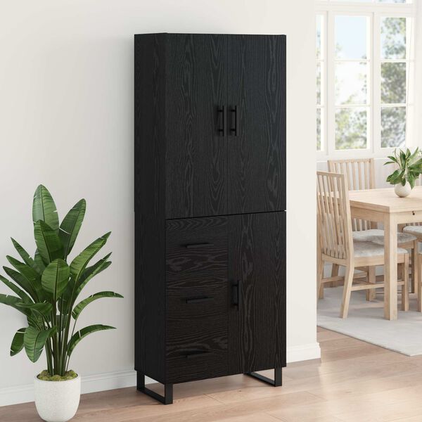 vidaXL Aparador alto con caj&oacute;n 2 pcs Roble Negro 69,5 x 34 x 180 cm