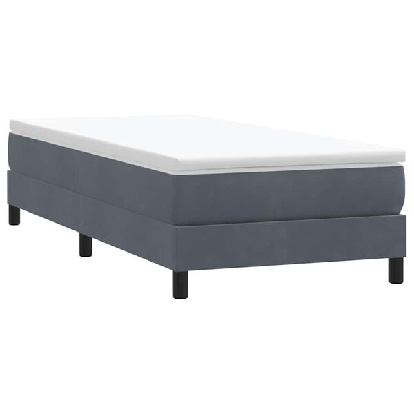 vidaXL Cama box spring sin colch&oacute;n terciopelo gris oscuro 90x210 cm