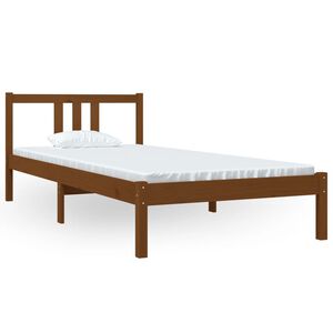 vidaXL Estructura cama sin colch&oacute;n madera maciza marr&oacute;n miel 90x200 cm