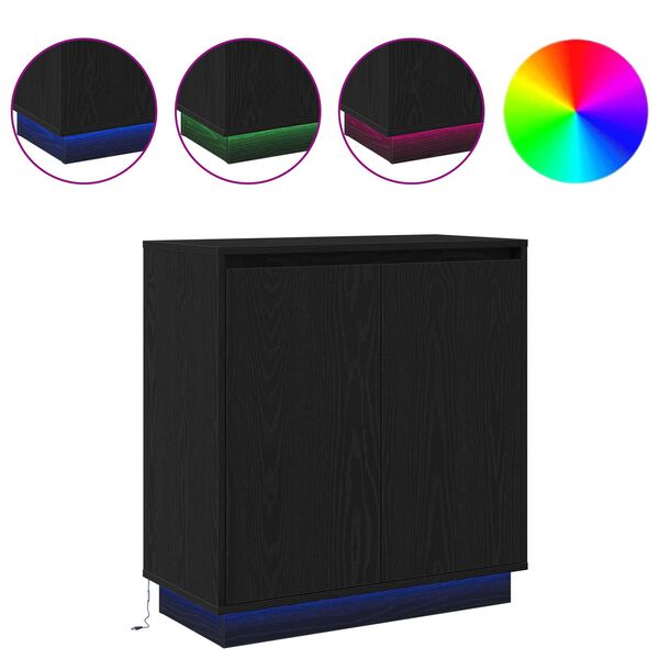 vidaXL Aparador Roble Negro 71 x 34.5 x 75 cm Madera contrachapada