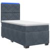 vidaXL Cama con Base Tapizada, Colch&oacute;n y Luz LED Gris oscuro