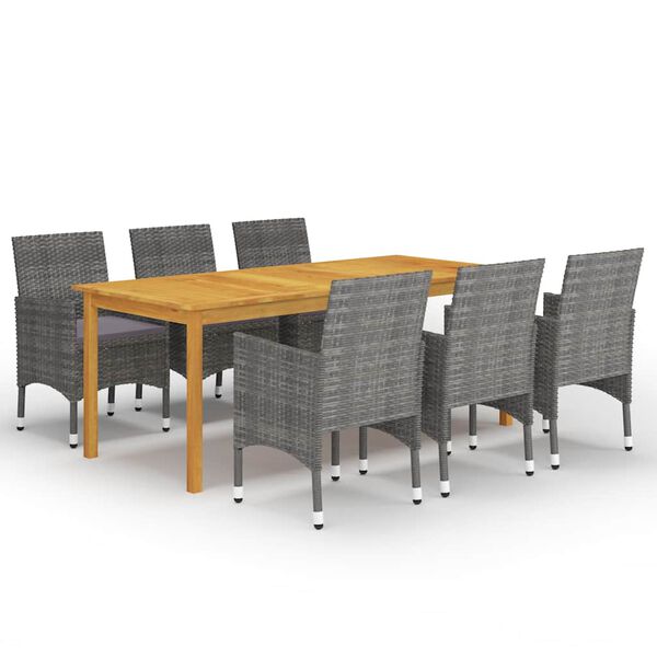 vidaXL Juego de comedor de jard&iacute;n de 7 piezas gris