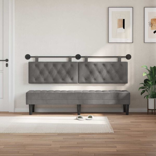 vidaXL Cabecera Colgante Gris oscuro 170 x 55 x 7 cm Terciopelo