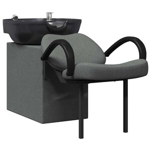 vidaXL Silla de Shampoo Gris oscuro y negro 136 x 60 x 92 cm tela