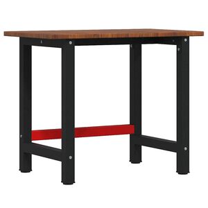 vidaXL Banco de trabajo rectangular madera maciza roble 100x60x81,5 cm
