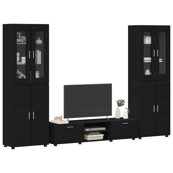 vidaXL Conjunto de mueble de TV FLORIN Negro Madera de ingenier&iacute;a