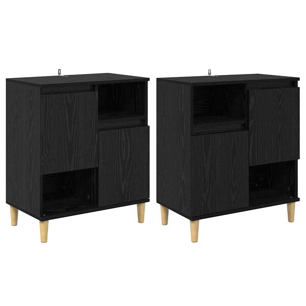 vidaXL Tableros Lateral 2 pcs Roble Negro 60 x 35 x 70 cm