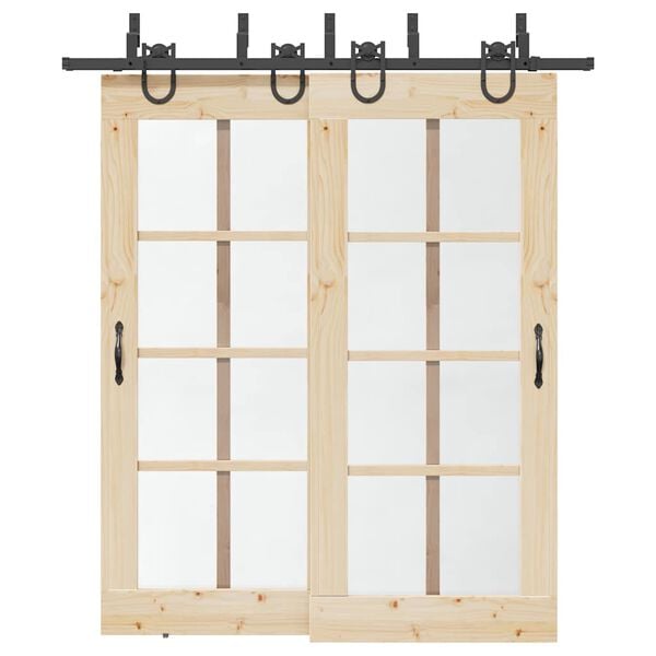 vidaXL Kit de herrajes para puertas correderas acero negro 200 cm