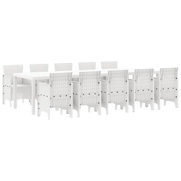 vidaXL Conjunto de Comedor de Jardín 11 pcs Blanco Ratán y acero