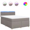 vidaXL Cama box spring con colch&oacute;n tela gris taupe 160x200 cm