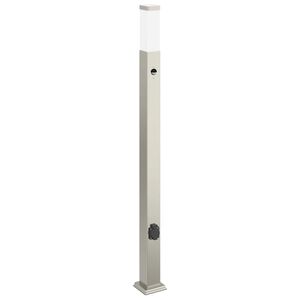 vidaXL Baliza luminosa con sensor y toma de corriente, 110 cm, acero inoxidable, IP44