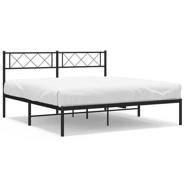 vidaXL Estructura cama sin colchón con cabecero metal negro 135x190 cm