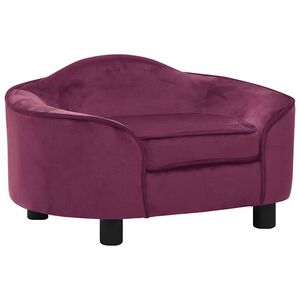 vidaXL Sof&aacute; para perros felpa borgo&ntilde;a 67x47x36 cm