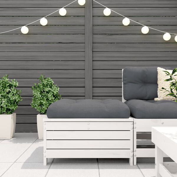 vidaXL Taburete de jardín madera maciza de pino blanco 62x63,5x32 cm