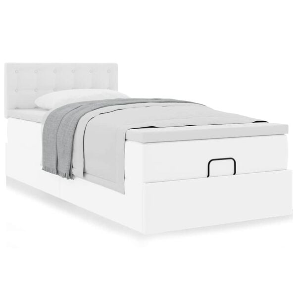vidaXL Cama otomana colch&oacute;n cuero sint&eacute;tico blanco 100x200cm