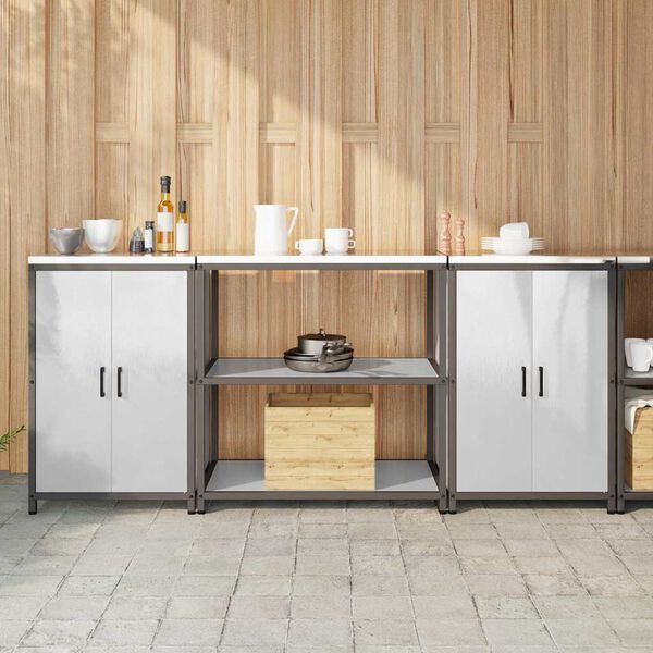 vidaXL Juego de Almacenamiento de Cocina con estante 3 pcs Plateado