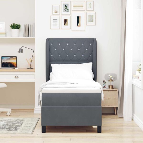 vidaXL Cama tipo Box Spring Gris oscuro 200 x 80 cm Poli&eacute;ster