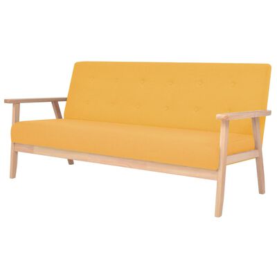 vidaXL Juego de sofás de 3 piezas tela amarillo