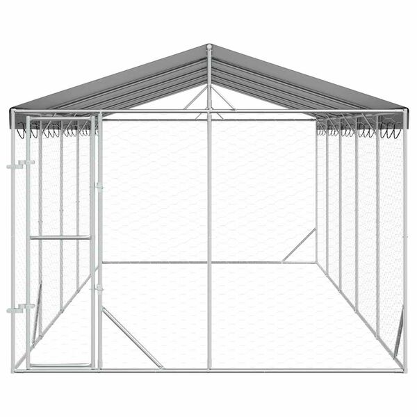 vidaXL Perrera exterior con techo acero galvanizado plata 3x7,5x2,5 m