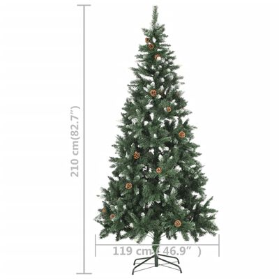 vidaXL Árbol de Navidad artificial iluminado con luces y piñas 210 cm